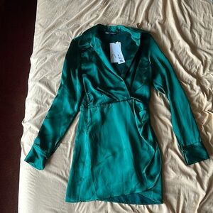 Zara emerald silk dress